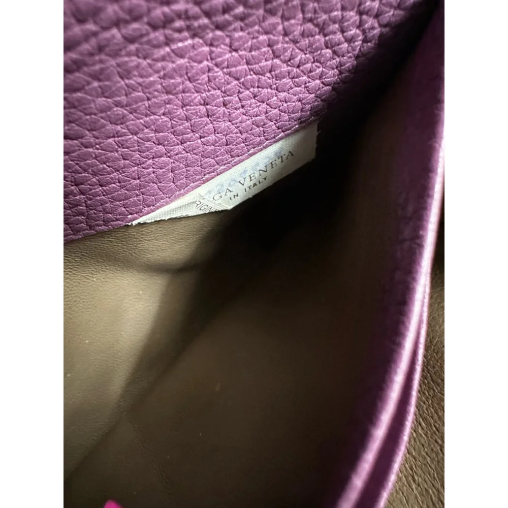 Bottega Veneta Purple Leather Long Snap Wallet w/ Woven Detail - Picture 11 of 15